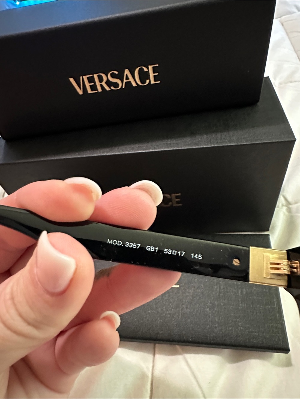 Brand new, never worn. Versace Black Rectangular RX Glasses with Gold Accent - Picture 4 of 6